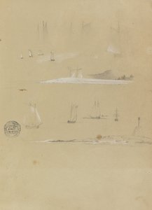 Studies of Sailing Ships and Coastal Landscapes by Frederic Edwin Church